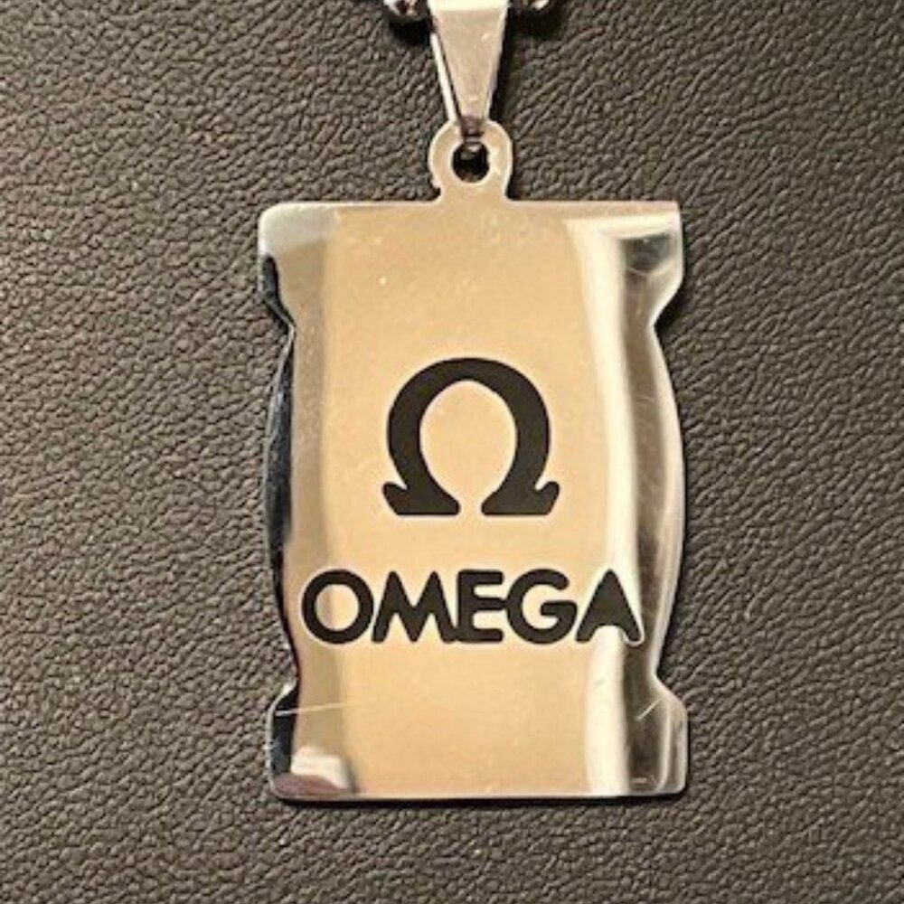 Stainless Steel Omega Pendant on 23" Beaded Stainless Steel Chain (P44)
